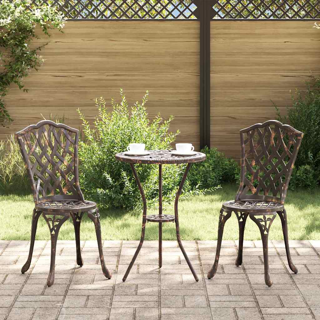 Set Bistro da Giardino 3 pcs Bronzo Alluminio