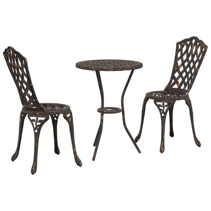 Set Bistro da Giardino 3 pcs Bronzo Alluminio