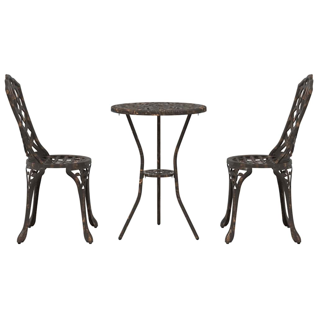 Set Bistro da Giardino 3 pcs Bronzo Alluminio