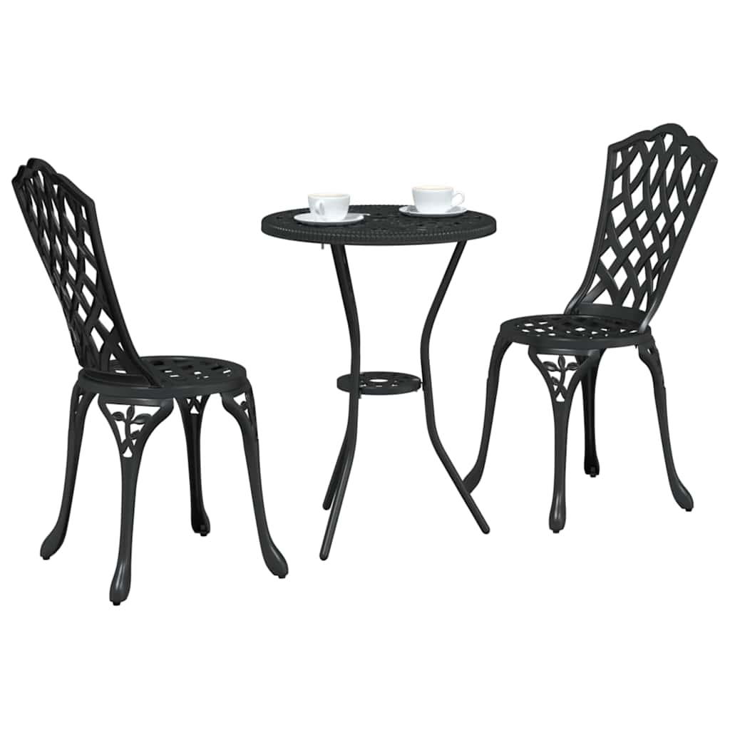 Set Bistro da Giardino 3 pcs Nero Alluminio