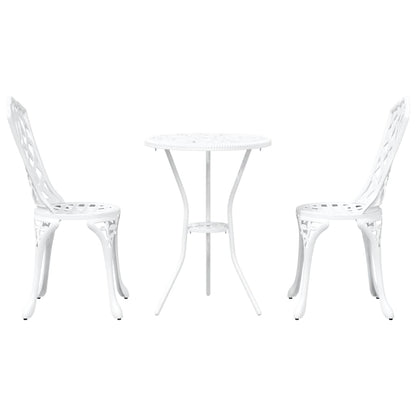 Set Bistro da Giardino 3 pcs Bianco Alluminio