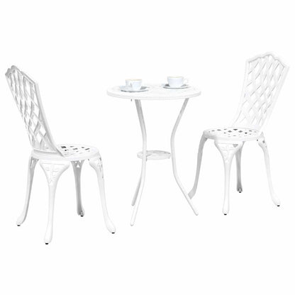 Set Bistro da Giardino 3 pcs Bianco Alluminio