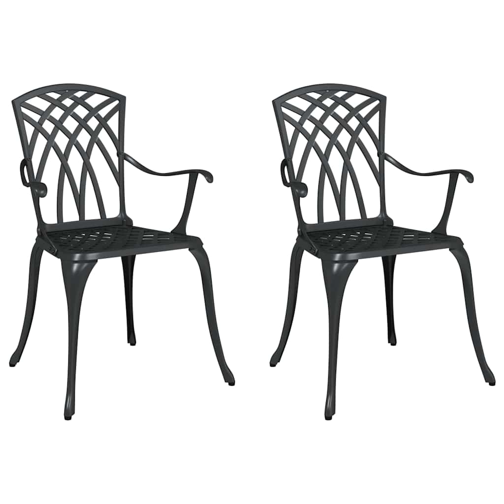 Sedia da Giardino 2 pcs Nero 53 x 51 x 88,5cm Alluminio