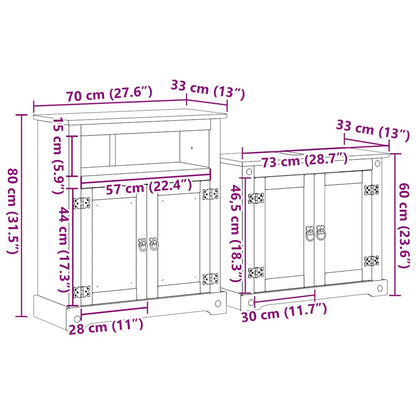 Set Mobili da Bagno 2 pz Corona in Legno Massello di Pino | homemem39