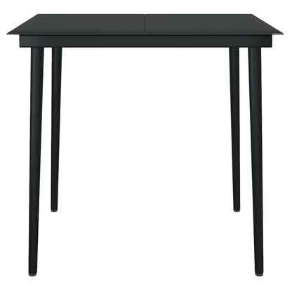 Set Mobili da Pranzo per Giardino 3 pz Nero Polyrattan Vetro