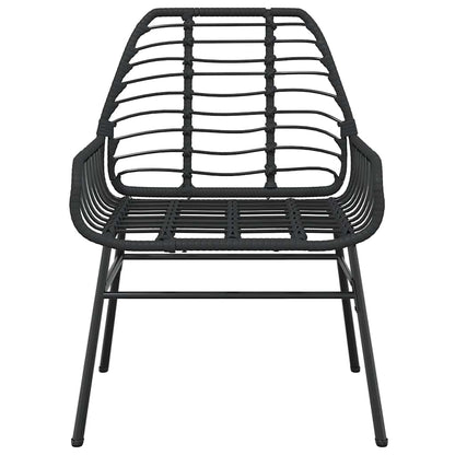 Set Mobili da Pranzo per Giardino 5 pz Nero Polyrattan Vetro