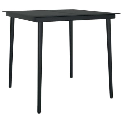 Set Mobili da Pranzo per Giardino 5 pz Nero Polyrattan Vetro