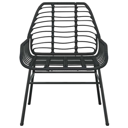 Set Pranzo da Giardino 7 pz Nero Polyrattan Vetro