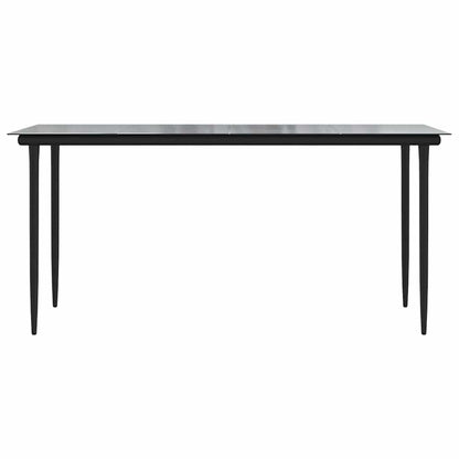 Set Pranzo da Giardino 7 pz Nero Polyrattan Vetro