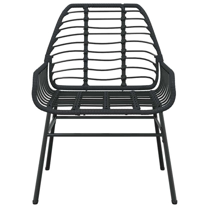 Set Pranzo da Giardino 7 pz Nero Polyrattan Vetro