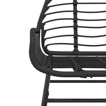 Set Pranzo da Giardino 7 pz Nero Polyrattan Vetro