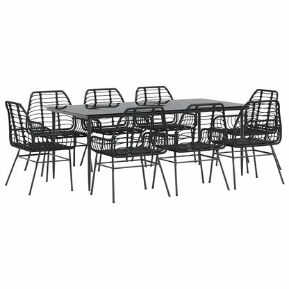 Set da Pranzo da Giardino 9 pz Polyrattan Vetro