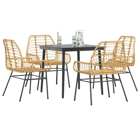 Set da Pranzo da Giardino 5pz Polyrattan Vetro