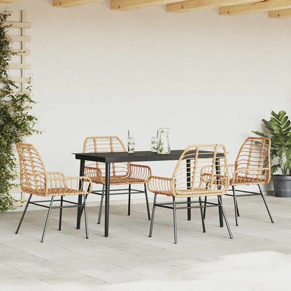 Set da Pranzo da Giardino 5pz Polyrattan Vetro
