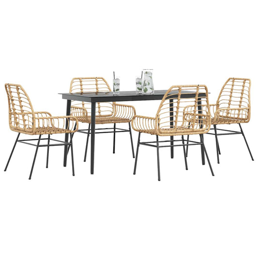 Set da Pranzo da Giardino 5pz Polyrattan Vetro
