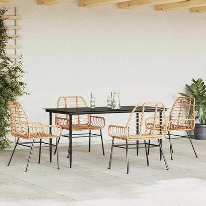Set da Pranzo da Giardino 5pz Polyrattan Vetro