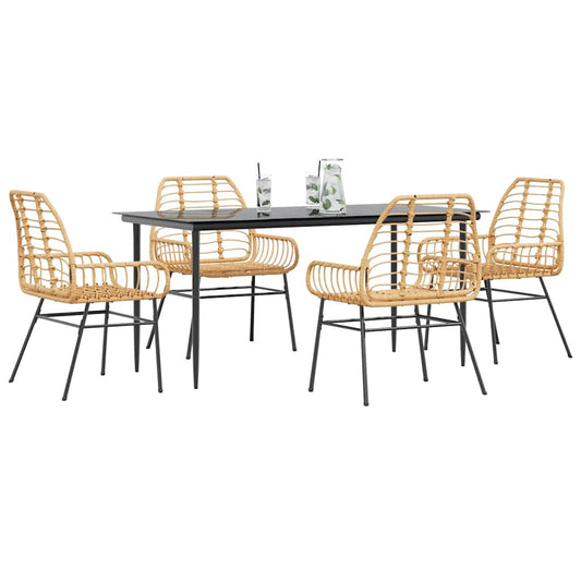 Set da Pranzo da Giardino 5pz Polyrattan Vetro