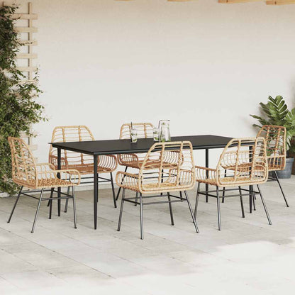 Set Pranzo da Giardino 7pz Marrone Polyrattan Vetro