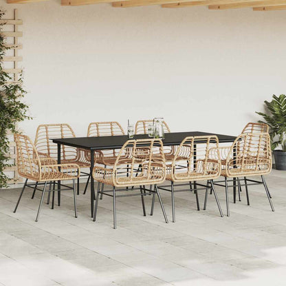Set da Pranzo da Giardino 9 pz Polyrattan Vetro