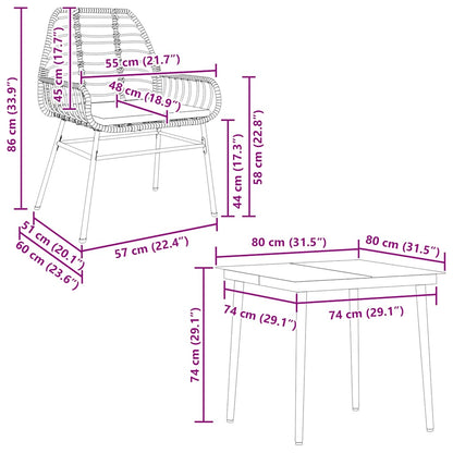Set da Pranzo da Giardino con Cuscini 5 pz Polyrattan Vetro