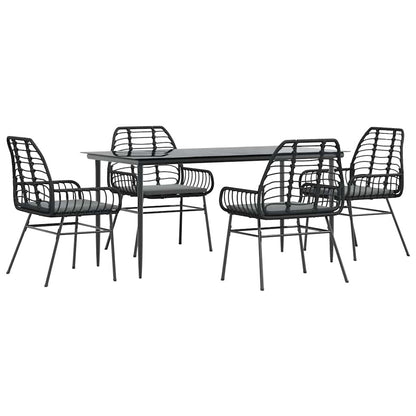 Set da Pranzo da Giardino con Cuscini 5 pz Polyrattan Vetro
