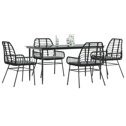 Set da Pranzo da Giardino con Cuscini 5 pz Polyrattan Vetro