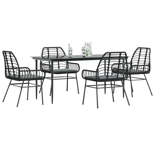 Set da Pranzo da Giardino con Cuscini 5 pz Polyrattan Vetro
