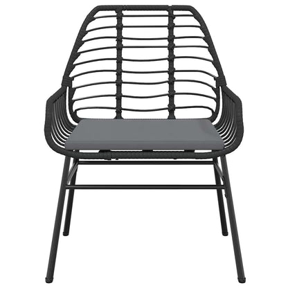 Set Pranzo da Giardino 7 pz Nero con Cuscini Polyrattan Vetro