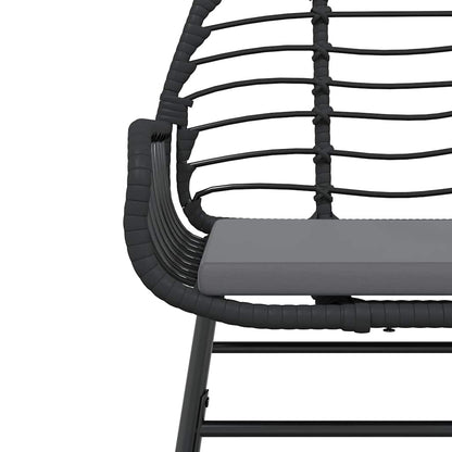 Set Pranzo da Giardino 7 pz Nero con Cuscini Polyrattan Vetro