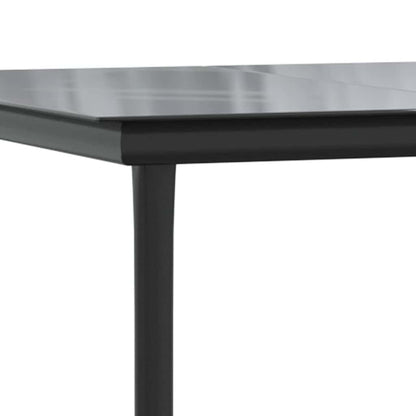 Set Pranzo da Giardino 7 pz Nero con Cuscini Polyrattan Vetro