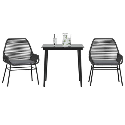 Set da Pranzo da Giardino 3 pz con Cuscini Polyrattan Vetro | homemem39