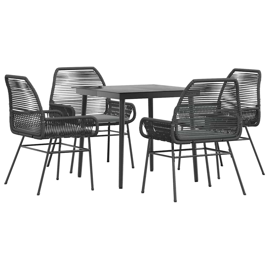 Set da Pranzo da Giardino con Cuscini 5 pz Polyrattan Vetro | homemem39
