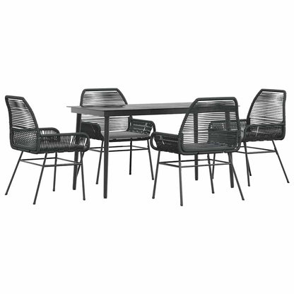 Set da Pranzo da Giardino con Cuscini 5 pz Polyrattan Vetro