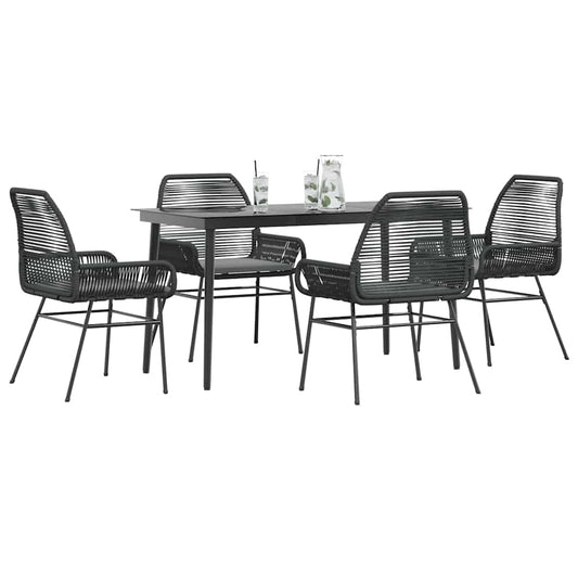 Set da Pranzo da Giardino con Cuscini 5 pz Polyrattan Vetro