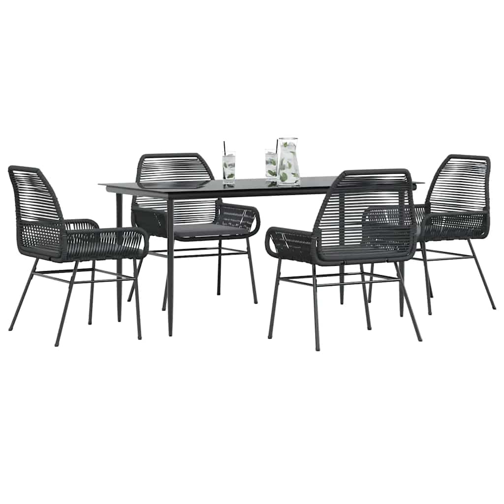 Set da Pranzo da Giardino con Cuscini 5 pz Polyrattan Vetro | homemem39