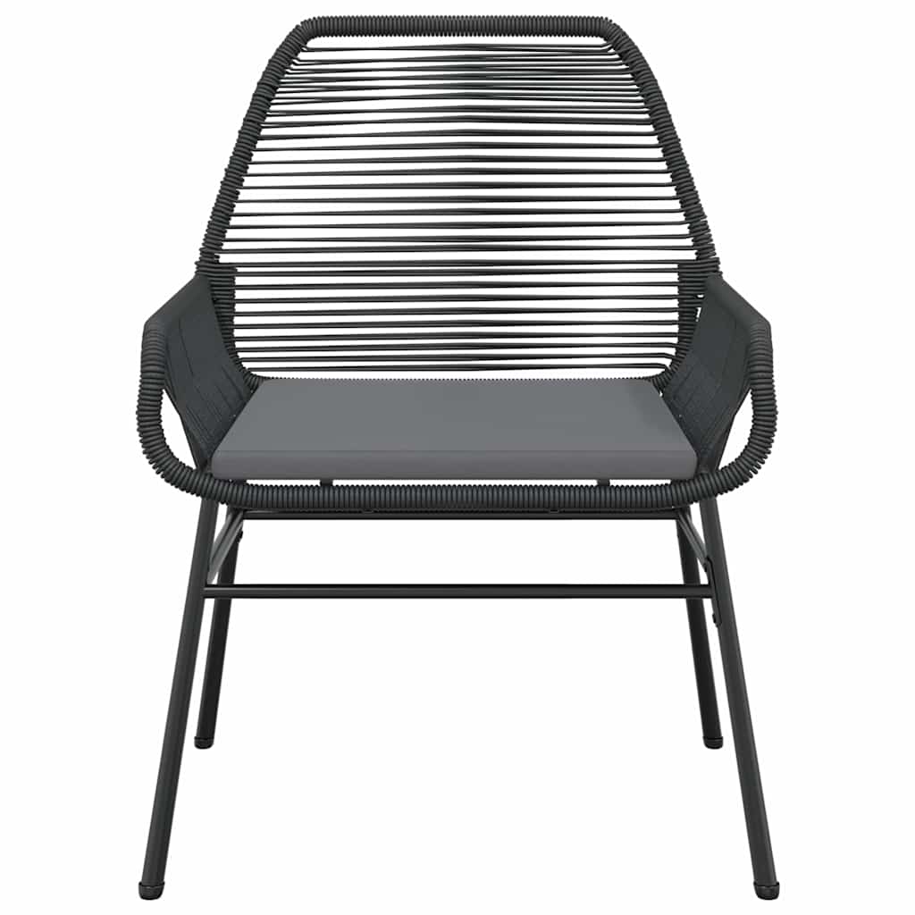 Set Pranzo da Giardino 7 pz Nero con Cuscini Polyrattan Vetro