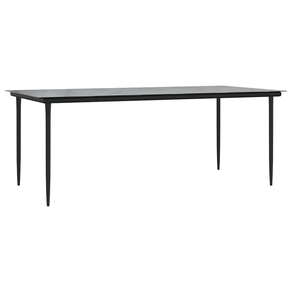 Set Pranzo da Giardino 7 pz Nero con Cuscini Polyrattan Vetro