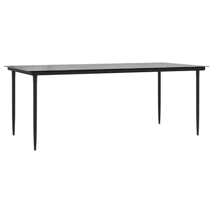 Set Pranzo da Giardino 7 pz Nero con Cuscini Polyrattan Vetro
