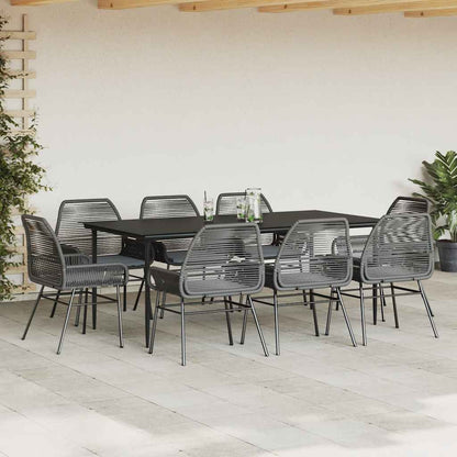 Set da Pranzo da Giardino 9 pz con Cuscini Polyrattan Vetro