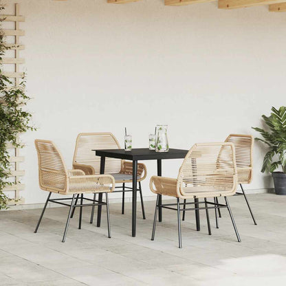 Set da Pranzo da Giardino 5pz con Cuscini Polyrattan Vetro | homemem39