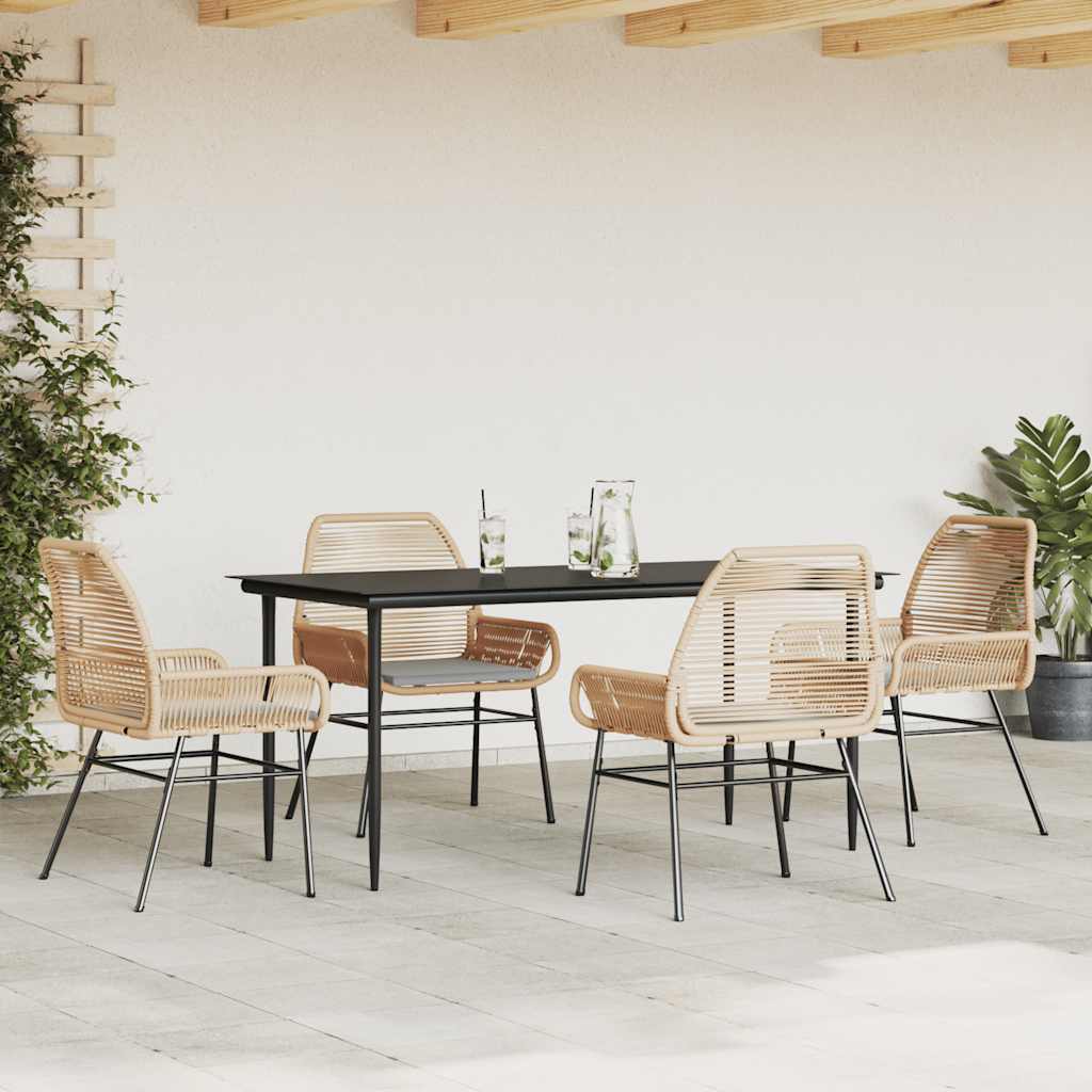 Set da Pranzo da Giardino 5pz con Cuscini Polyrattan Vetro | homemem39