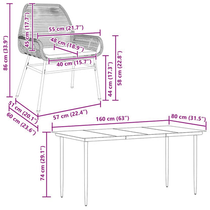 Set da Pranzo da Giardino 5pz con Cuscini Polyrattan Vetro | homemem39