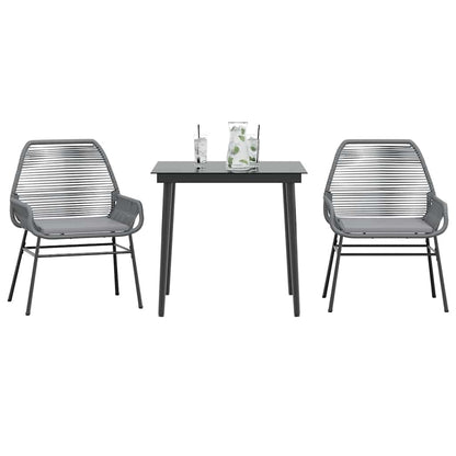 Set da Pranzo da Giardino 3 pz con Cuscini in Polyrattan Vetro | homemem39