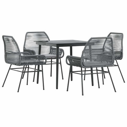 Set da Pranzo da Giardino 5 pz con Cuscini Polyrattan Vetro