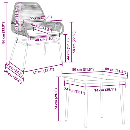 Set da Pranzo da Giardino 5 pz con Cuscini Polyrattan Vetro