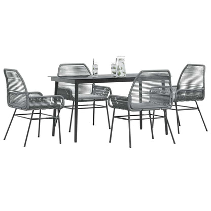 Set da Pranzo da Giardino 5 pz con Cuscini Polyrattan Vetro | homemem39