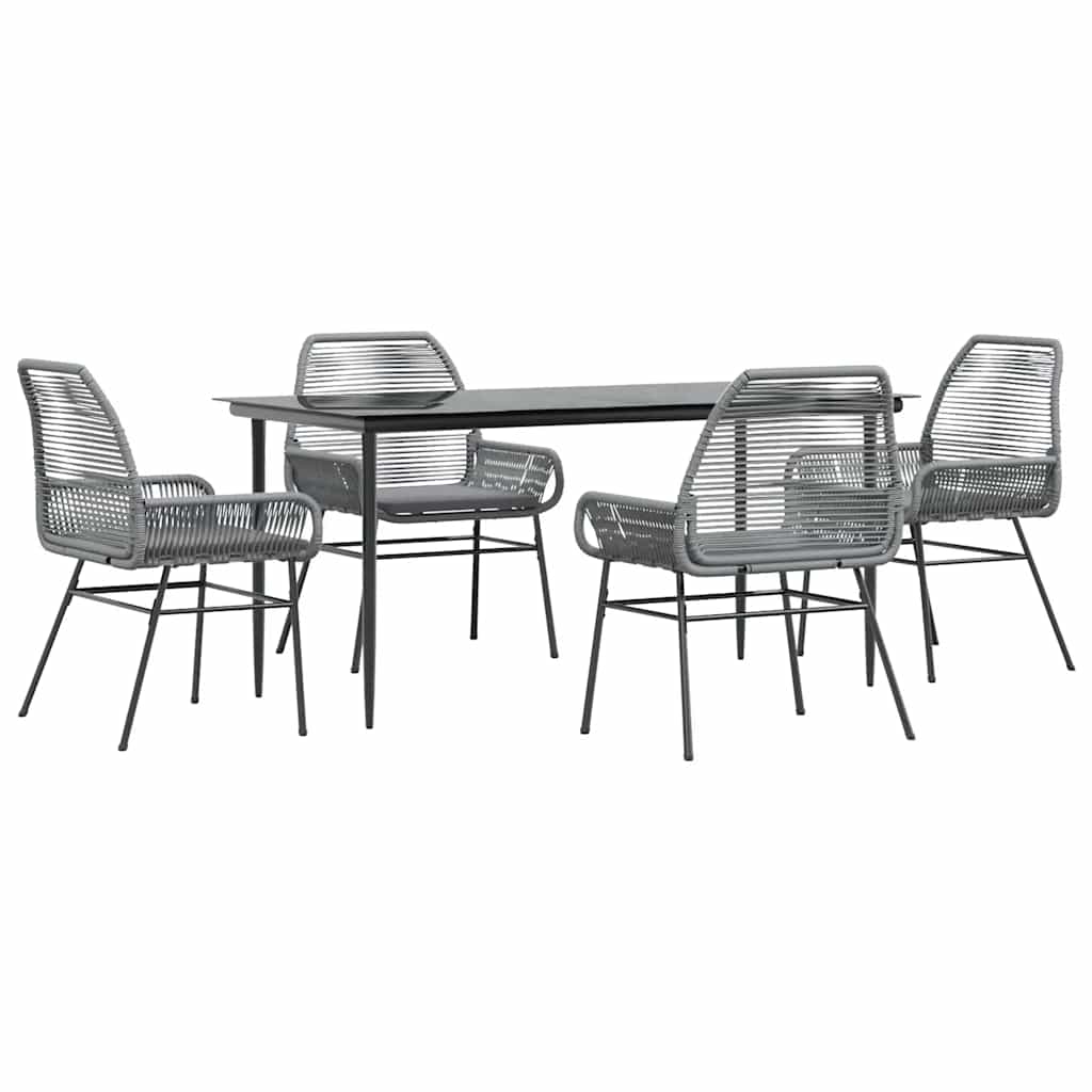 Set da Pranzo da Giardino 5 pz con Cuscini Polyrattan Vetro