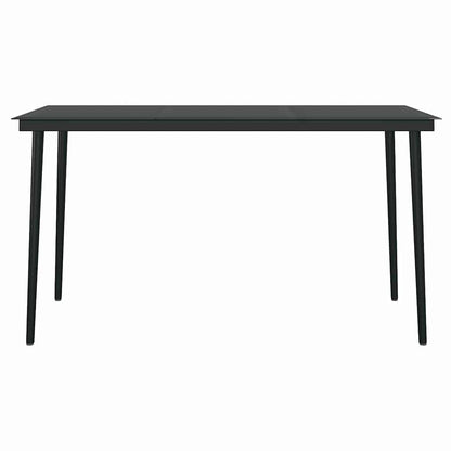 Set Mobili da Pranzo per Giardino 5 pz Nero Polyrattan Vetro