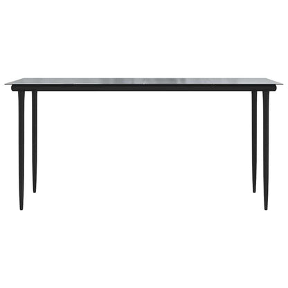 Set Mobili da Pranzo per Giardino 5 pz Nero Polyrattan Vetro | homemem39
