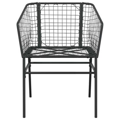 Set Pranzo da Giardino 7 pz Nero Polyrattan Vetro